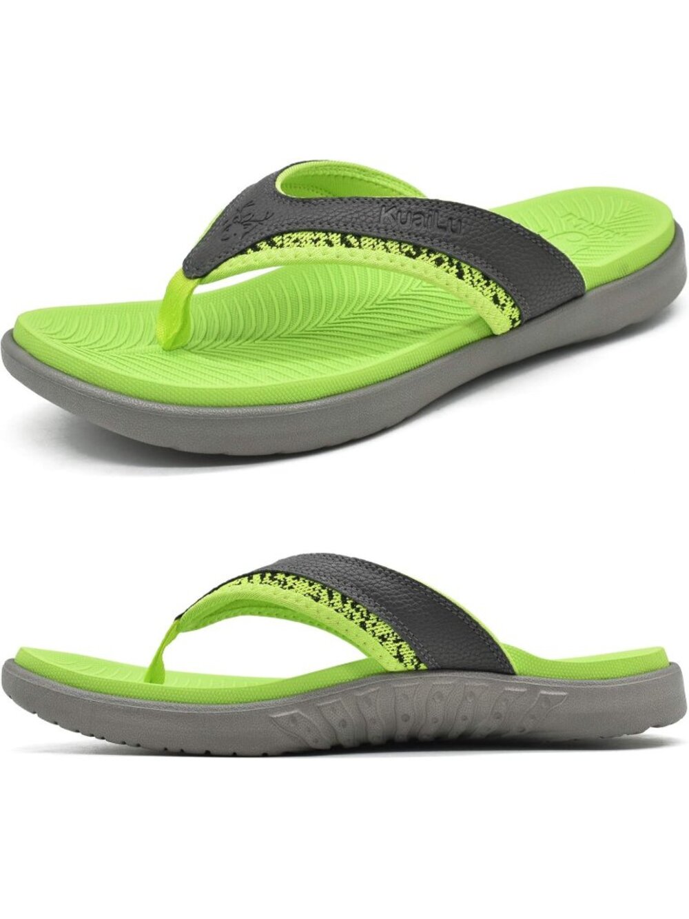 Men's Green Grey Sport Flip Flops Comfort Orthotic Thong Sandals Arch Support